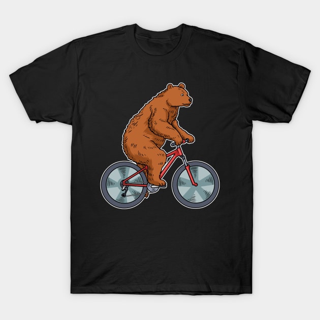 Bear On A Bike Funny Mountainbike Gift T-Shirt by CatRobot